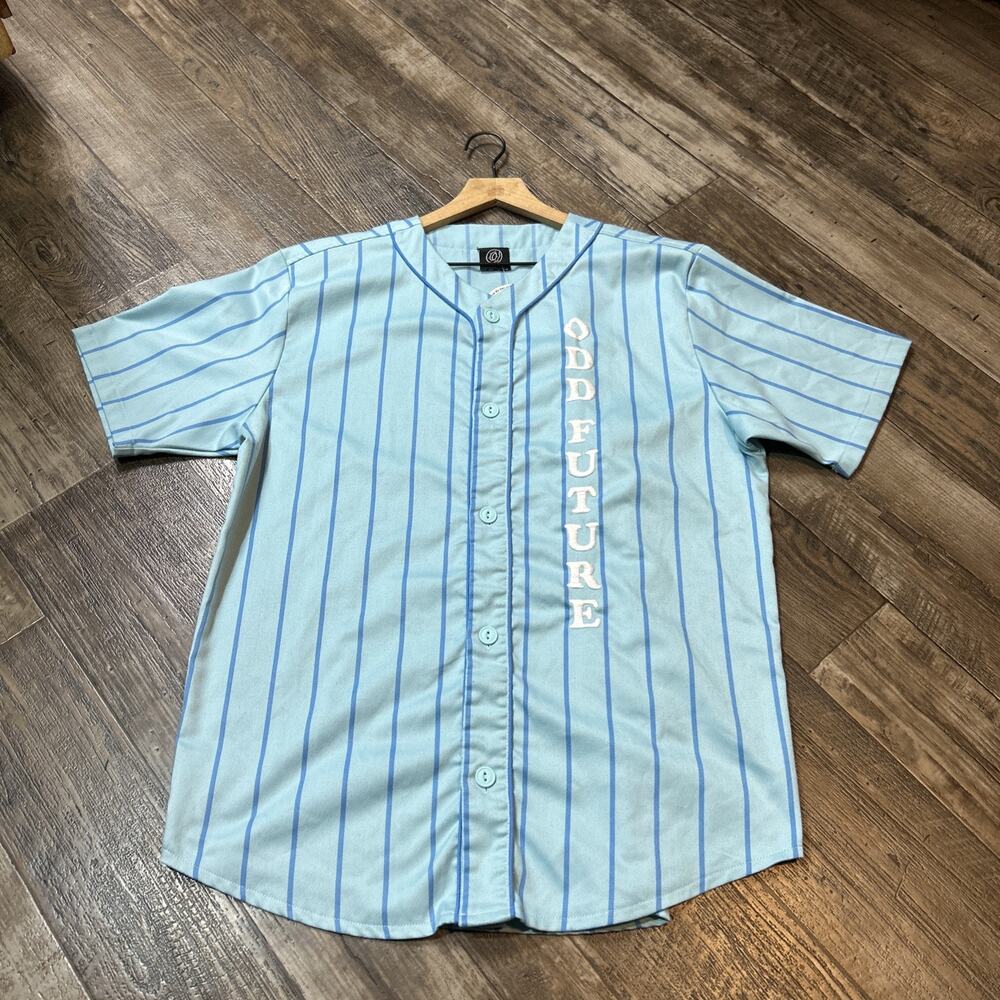 Odd Future Jersey Mens L Blue Baseball Button OFWGKTA Tyler The Creator Skate